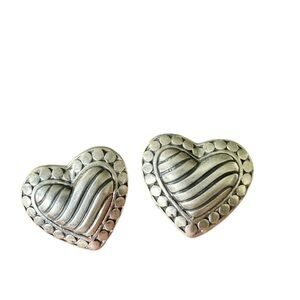 Vintage  sterling  silver puffy  heart statement earring
